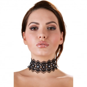 Zgardă Choker Rhinestones Negru pe Vibreaza.ro
