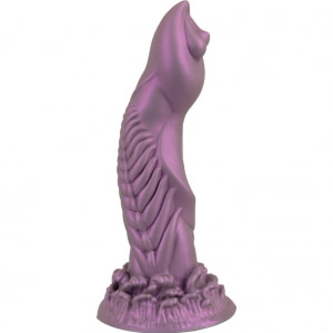 Alien Phallus – Dildo siliconic, Finisaj Metalic 21,2 cm Mov pe Vibreaza.ro