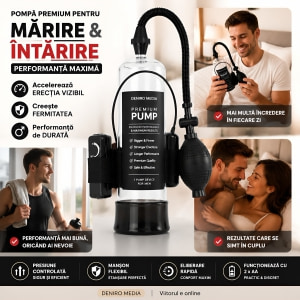 Pompă Penis Power Pump cu Vibrații pentru Mărire Negru