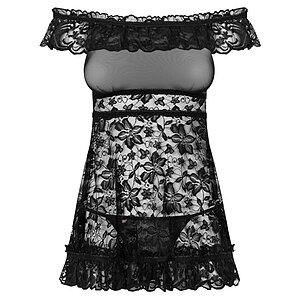 Babydoll Dress Obsessive Flores Negru pe Vibreaza.ro