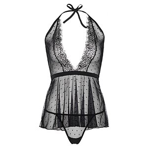 Babydoll Leg Avenue Dotted Negru pe Vibreaza.ro