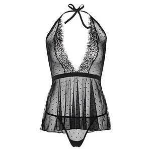 Babydoll Leg Avenue Dotted Negru pe Vibreaza.ro