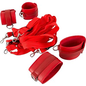 Bed Restraint Set Bad Kitty Rosu pe Vibreaza.ro