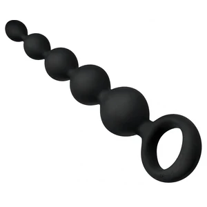 Bile Anale Din Silicon Cu Striații 14cm Negru pe Vibreaza.ro