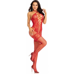 Bodystocking Net Inimă Halter Leg Avenue Roșu pe Vibreaza.ro