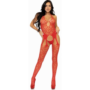 Bodystocking Plasă Inimioare Leg Avenue siluetă Conturată pe Vibreaza.ro