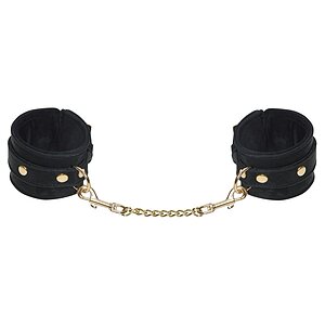 Cătușe Bad Kitty Negre Catifelate cu Lanț Auriu Detașabil Negru pe Vibreaza.ro