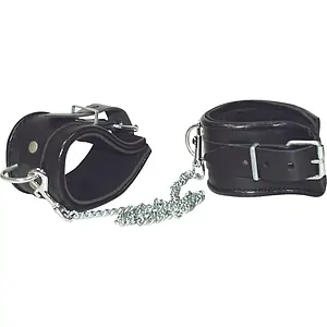 Cătușe Picioare Leather Cuffs Negru pe Vibreaza.ro