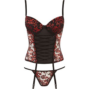 Corset Cottelli Collection Corsage Set Negru pe Vibreaza.ro