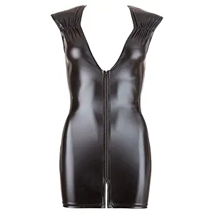 Costum Latex Dama Wetlook With Zip Negru pe Vibreaza.ro