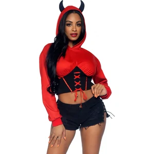 Costum Leg Avenue Devil Cropped Hoodie Roșu pe Vibreaza.ro