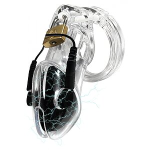 Cușcă Penis Electrică Discretă cu Telecomandă Transparent