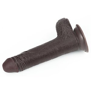 Dildo Sliding Skin Dual Layer cu Testicule și Ventuză