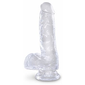 Dildo Realistic Cu Testicule Transparent pe Vibreaza.ro