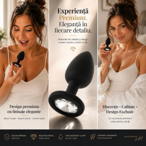 Dop Anal Diamond Jewel Premium din Silicon Negru