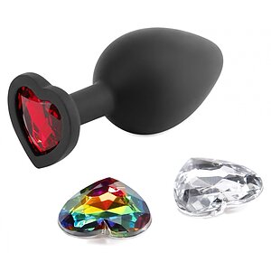 Dop Anal Glams Xchange Heart Medium - silicon 8.1 cm Negru pe Vibreaza.ro