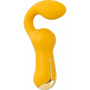 Dublu Vibrator curbat – 2 Motoare, 10 Moduri, Reîncărcabil Galben pe Vibreaza.ro