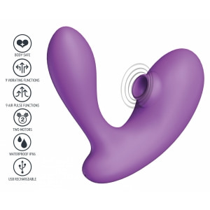 DuoVibe I Vibrator Air Punctul G Mov 9+9 Moduri, Reîncărcabil