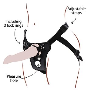 Ham Strap-On TOYJOY cu Gaură De Plăcere, Negru