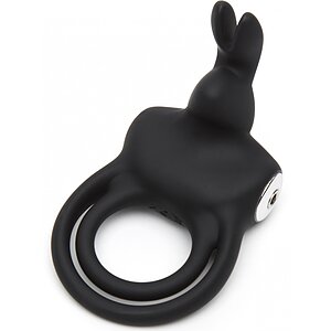 Happy Rabbit - Stimulating USB Rechargeable Rabbit Love Ring Negru pe Vibreaza.ro