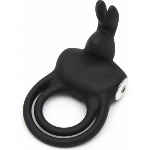Happy Rabbit - Stimulating USB Rechargeable Rabbit Love Ring Negru pe Vibreaza.ro