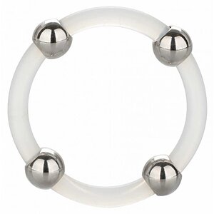 Inel Penis Steel Beaded Silicone Transparent pe Vibreaza.ro