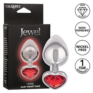 Jewel Large Ruby Heart Plug Roșu