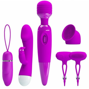 Kit Purple Desire 4 Piese Vibratoare Pentru Stimulare Variată Mov pe Vibreaza.ro