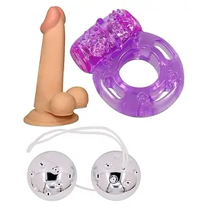 Kit Trăiri Intense: Dildo + Bile + Inel Vibrant pe Vibreaza.ro
