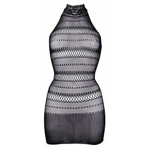 Le Desir High Lace Neck Net Mini Dress Negru pe Vibreaza.ro