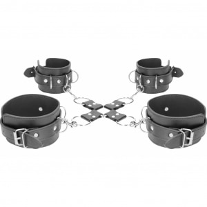 Leather Hand And Legcuffs Negru