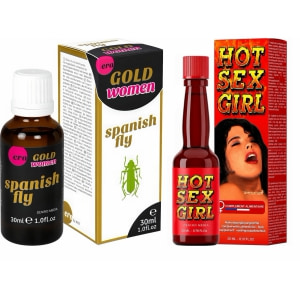 Pachet Afrodisiac Hot Sex Girl 20ml + Afrodisiac Spanish Fly Strong Gold Women 30ml pe Vibreaza.ro