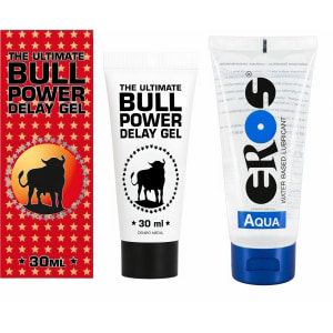 Pachet Lubrifiant Eros Aqua + Gel Ejaculare Prematură Bull Power Delay 30ml pe Vibreaza.ro