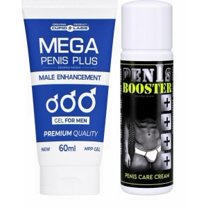 Pachet Gel Mărire Penis Mega Penis Plus 65ml Și Cremă Pentru Potență Penis Booster 125ml pe Vibreaza.ro