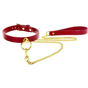 O-Ring Collar And Chain Leash Rosu pe Vibreaza.ro