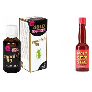 Pachet Afrodisiac Hot Sex Girl 20ml + Afrodisiac Spanish Fly Strong Gold Women 30ml pe Vibreaza.ro