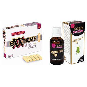 Pachet Capsule Femei eXXtreme Libido Afrodisiac + Afrodisiac Spanish Fly Strong Gold Women 30ml pe Vibreaza.ro