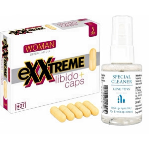 Pachet Capsule Femei eXXtreme Libido Afrodisiac 5buc + Special Cleaner Love Toys 50ml pe Vibreaza.ro