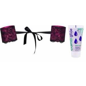 Pachet Cătușe Obsessive Roseberry Mov + Lubrifiant Bio Cupid Glide pe Vibreaza.ro
