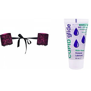 Pachet Catuse Obsessive Roseberry Mov + Lubrifiant Bio Cupid Glide pe Vibreaza.ro