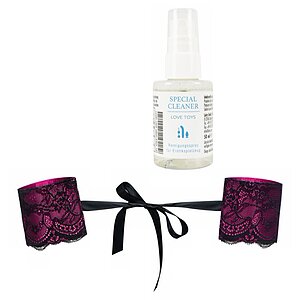 Pachet Cătușe Obsessive Roseberry Mov + Special Cleaner Love Toys 50ml Roz pe Vibreaza.ro