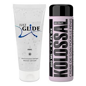 Pachet Cremă Mărire Penis Kolossal 200ml + Lubrifiant Just Glide Anal 200ml pe Vibreaza.ro