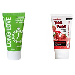 Pachet Gel Ejaculare Precoce Long Love + Lubrifiant Sex Oral Căpșuni 100ml pe Vibreaza.ro