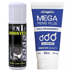 Pachet Gel Mărire Penis Mega Penis Plus 65ml Și Cremă Pentru Potență Penis Booster 125ml pe Vibreaza.ro