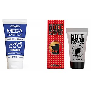 Pachet Gel Marire Penis Mega Penis Plus Si Gel Ejaculare Prematura Bull Power Delay 30ml pe Vibreaza.ro