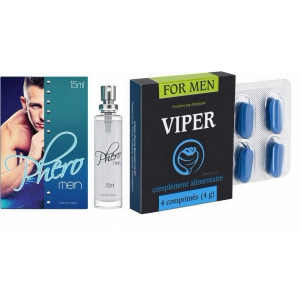 Pachet Parfum cu Feromoni Pheromen 15ml + Pastile Potență Viper FR 4 capsule pe Vibreaza.ro