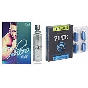 Pachet Parfum cu Feromoni Pheromen + Pastile Potenta Viper FR 4 capsule pe Vibreaza.ro