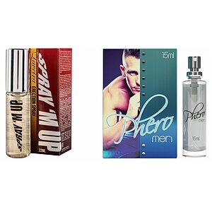 Pachet Parfum cu Feromoni Pheromen 15ml + Spray Erectie Spray M-Up 22ml pe Vibreaza.ro