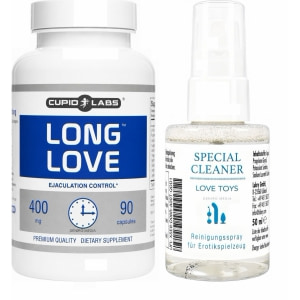 Pachet Pastile Ejaculare Precoce Long Love 90 capsule + Special Cleaner Love Toys 50ml pe Vibreaza.ro