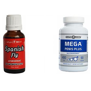 Pachet Pastile Marirea Penisului Mega Penis Plus 90buc + Picaturi Afrodisiace Spanish Fly 20ml pe Vibreaza.ro